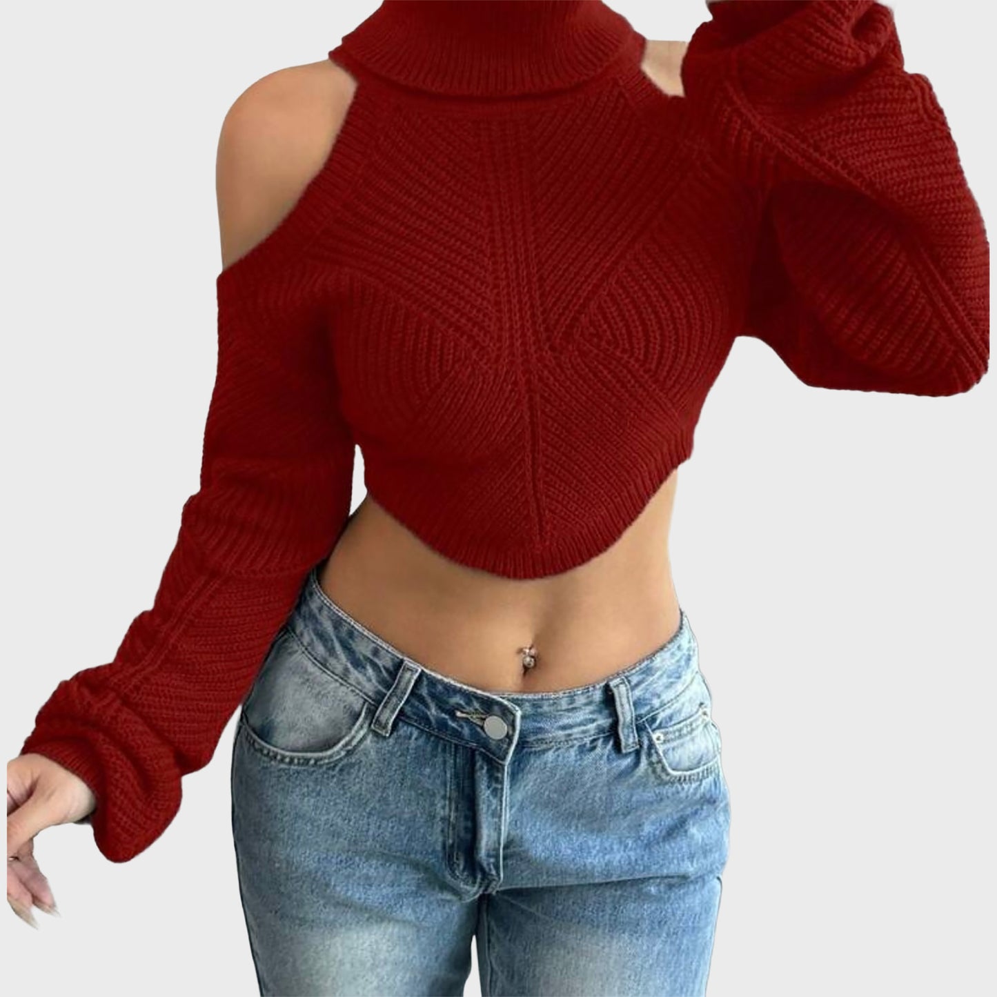 Blusa roja corta manga larga