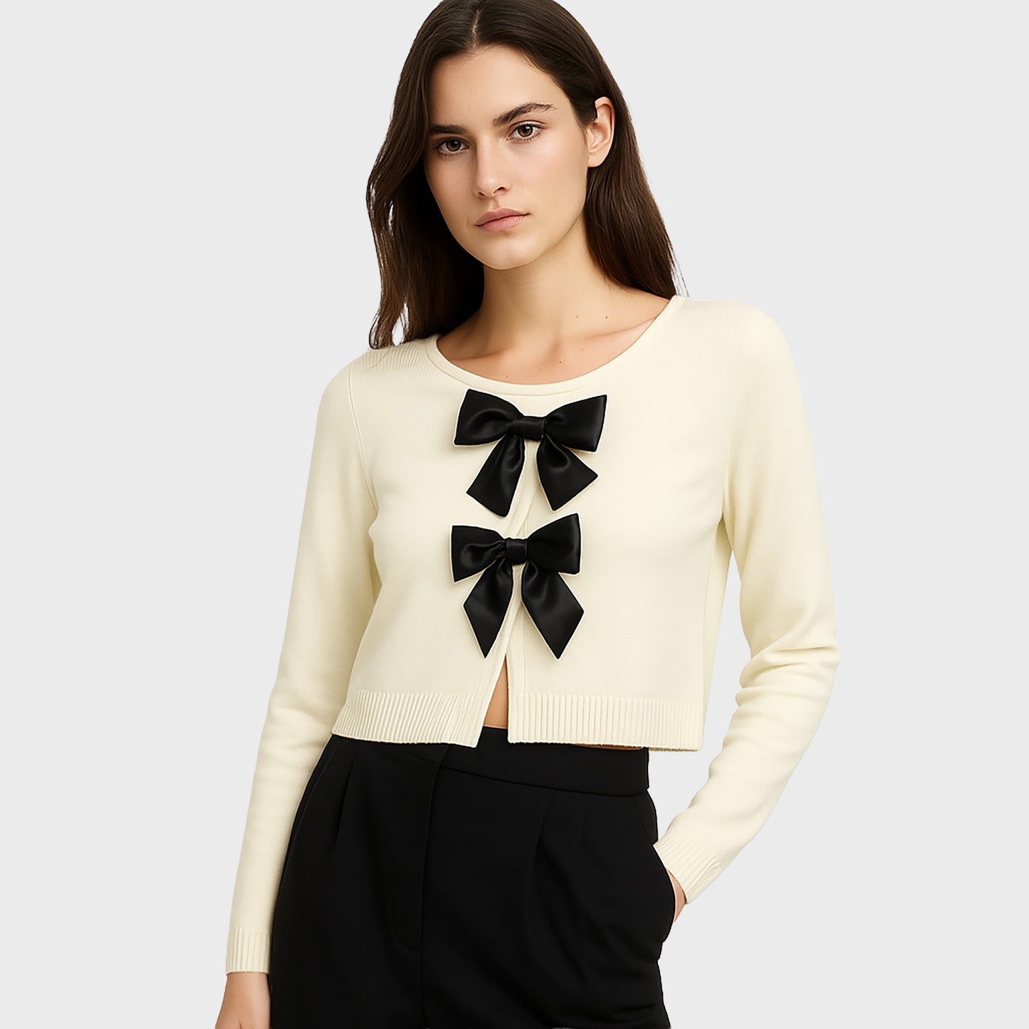 Sueter cuello redondo con lazos