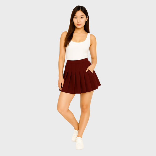 Falda mini Vinotinto  con plise