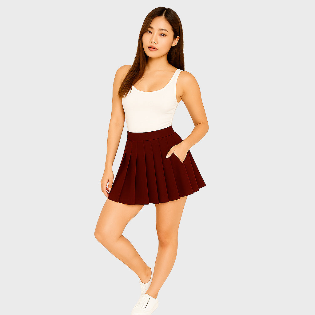 Falda mini Vinotinto con plise