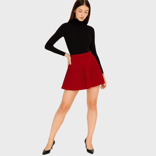 Falda mini roja con plise