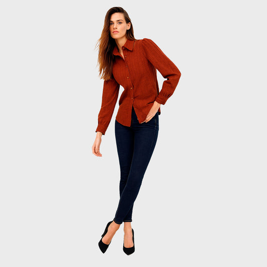 Brown long-sleeved blouse