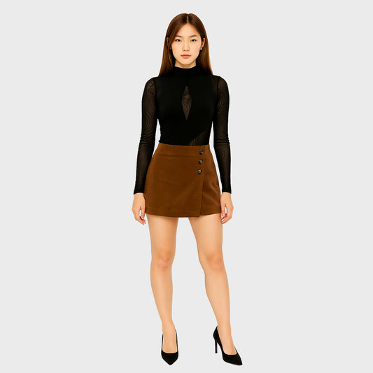 Falda mini marron de pana