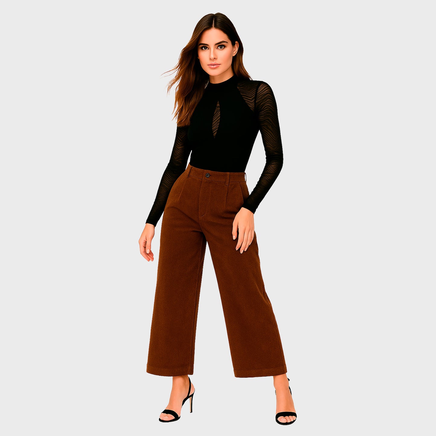 Brown corduroy wide-leg pants