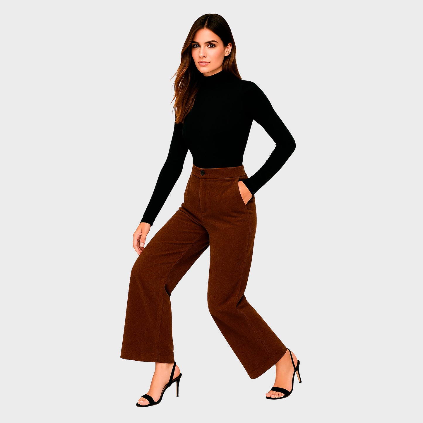 Brown corduroy wide-leg pants