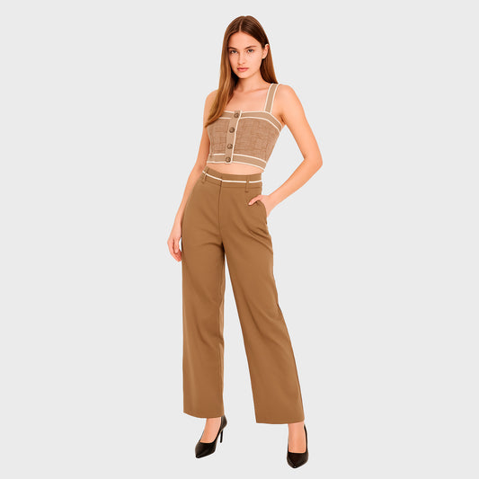 Top corto beige con botones