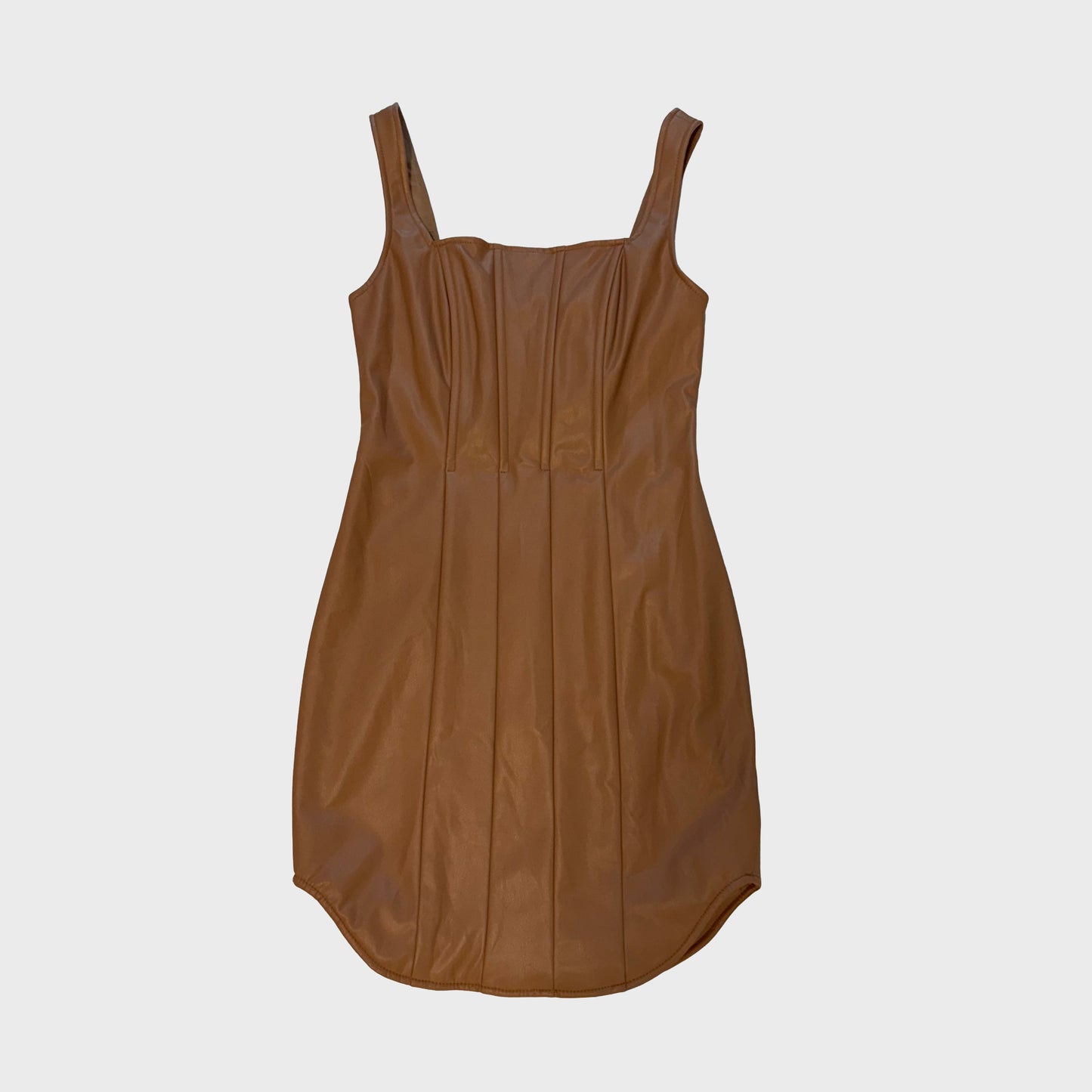 Vestido de cuero corto camel