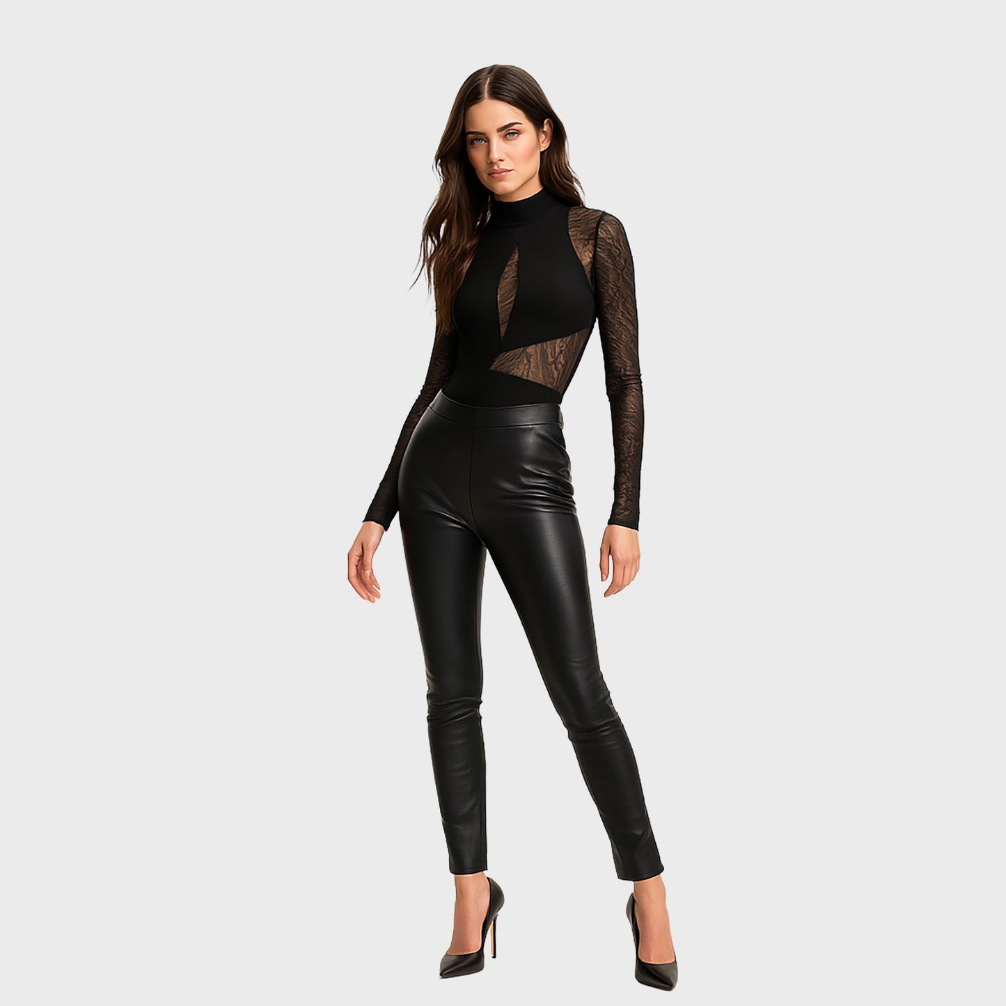 Black long-sleeved bodysuit