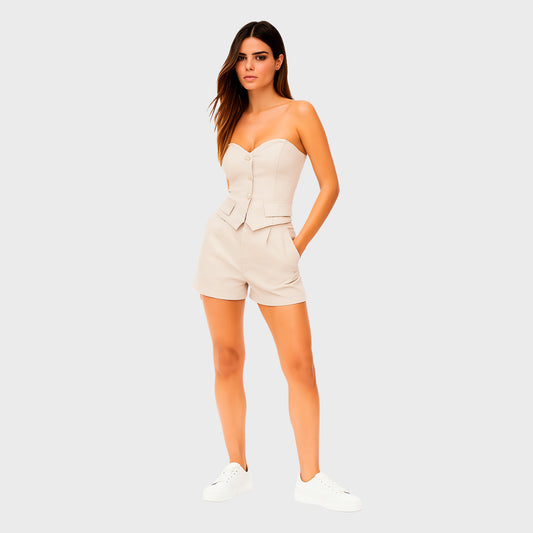 Conjunto de short y top crema