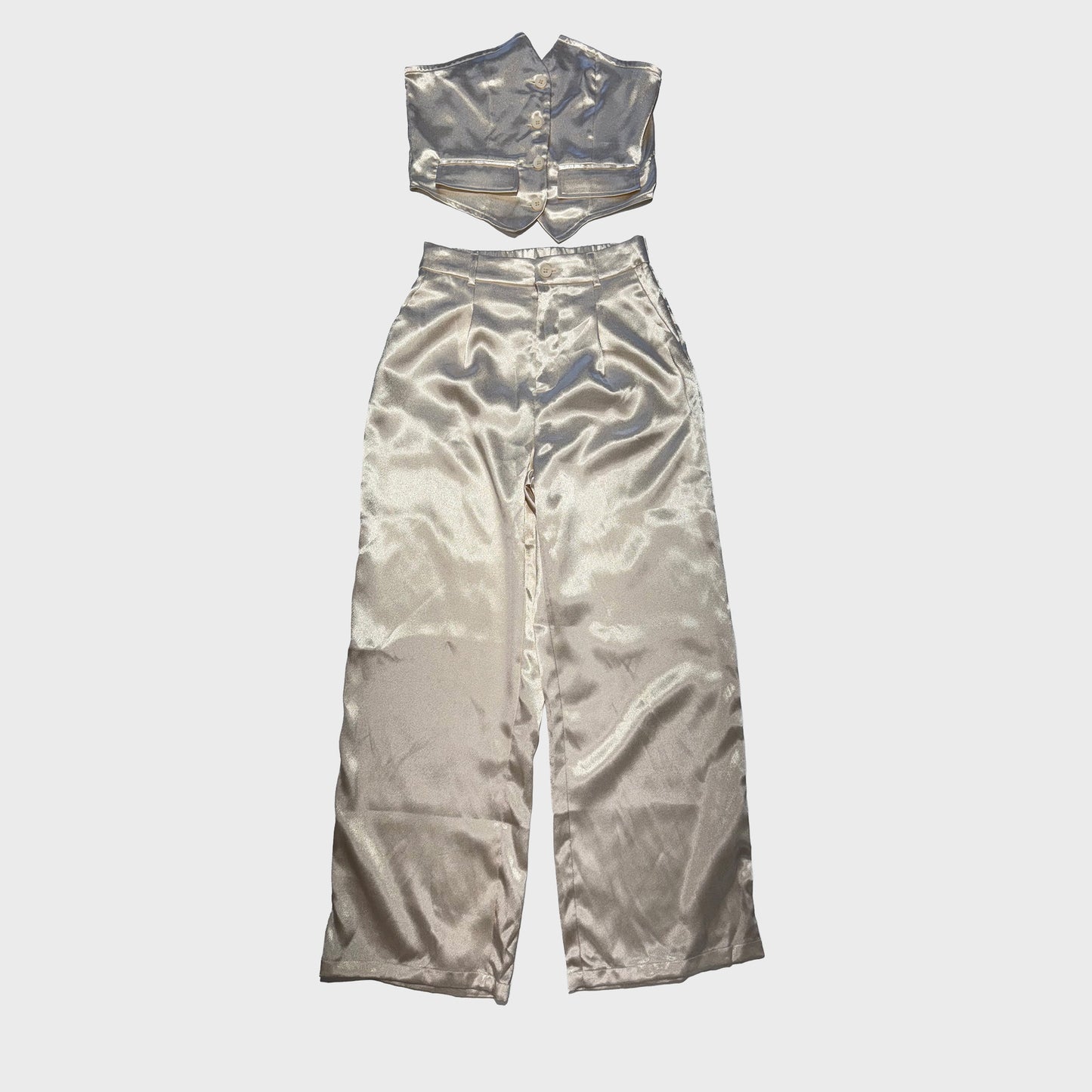 Conjunto de pantalon y top satinado