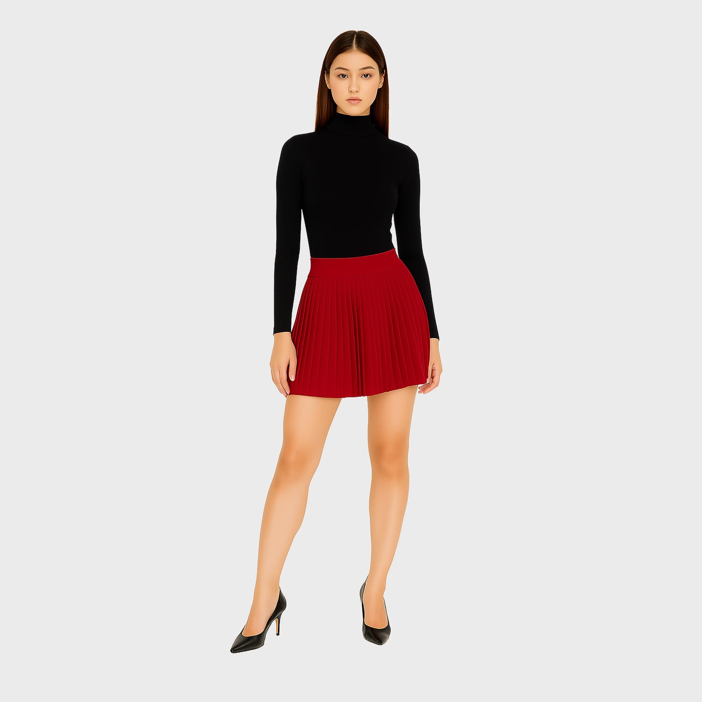 Falda mini roja con plise