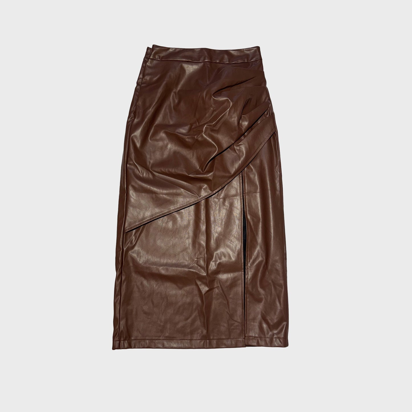 Falda larga de cuero marron