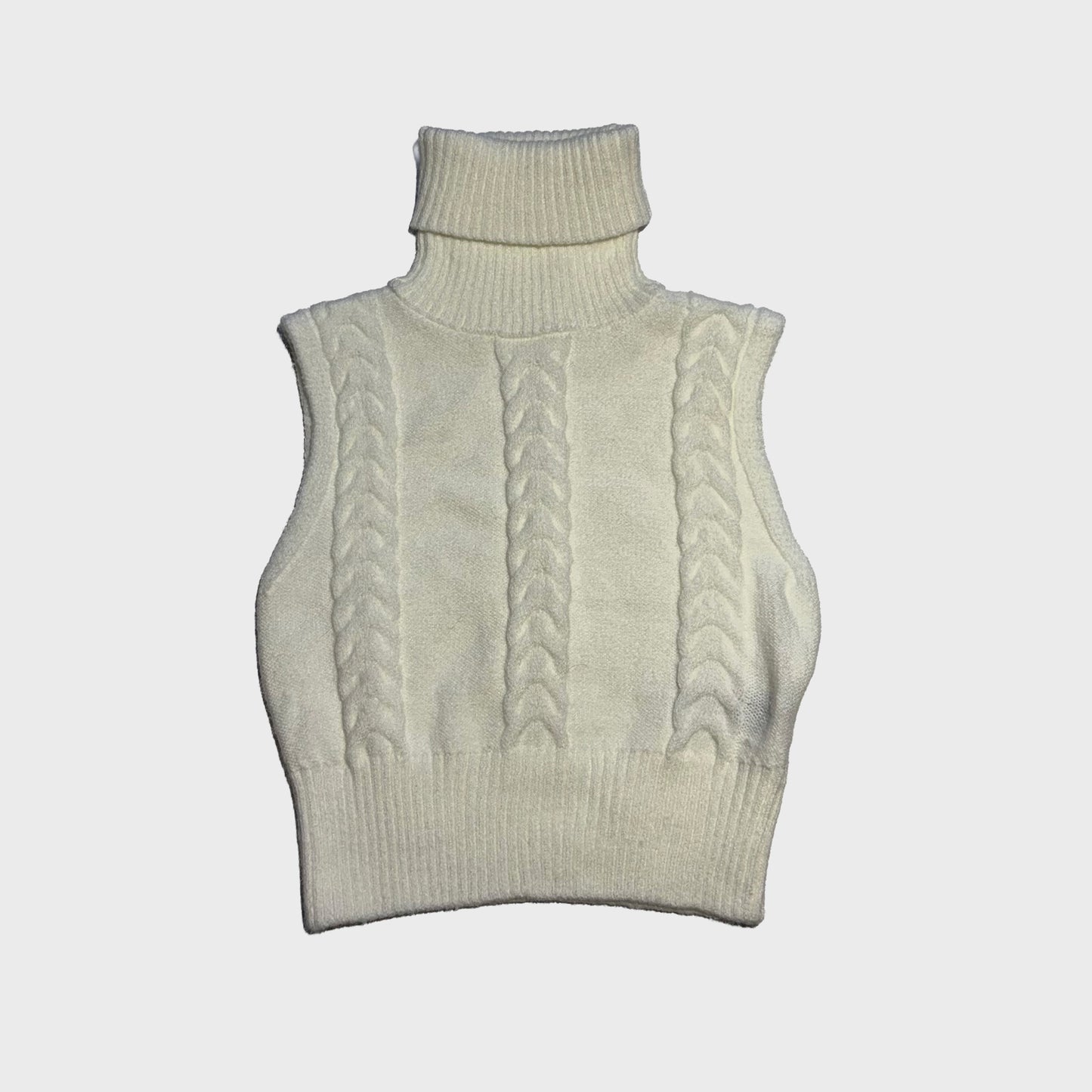 Blusa blanco tejido cuello alto
